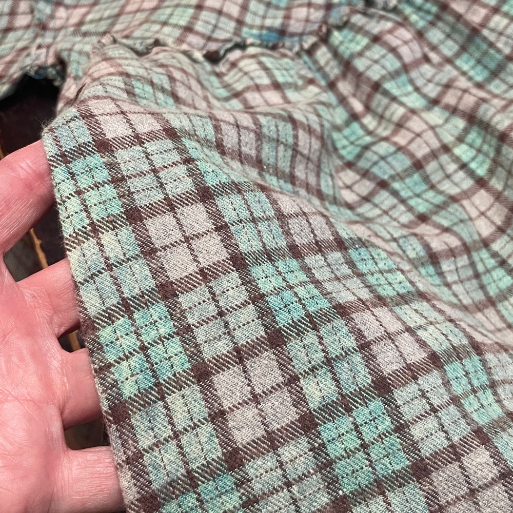 Oli & Hali Back Tiered Check Plaid Tunic High Low Dress Mint Green Boho Size L. - Picture 7 of 9